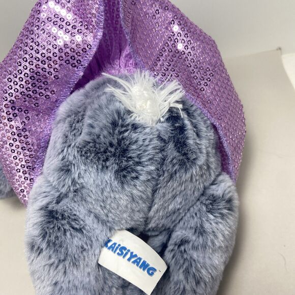 Kaisiyang Soft Bunny Rabbit  Blue & Purple Sequin Skirted Color 13 inch Lop Ear - Picture 4 of 7